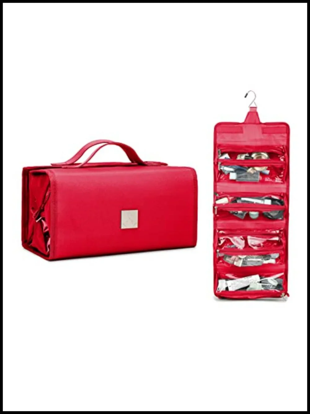 Roll Up Makeup Bag Travel Toiletry Organizer with 4 Clear TSA Approved Pouches